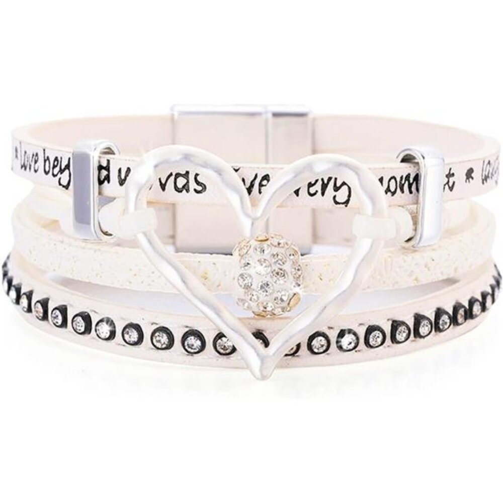 Boho Wrap Bracelets for Women Layered Leather Cuff Bangle Beaded Bra